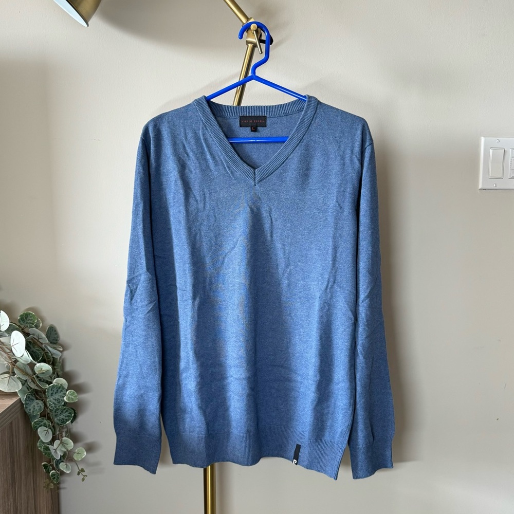 PIERRE CARDIN - Navy Blue V Neck Sweatshirt - Men’s Large